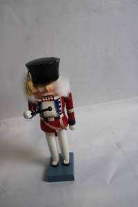 lot 85 image: 11-Inch Wooden Nutcracker Soldier in Red and Blue Uniform