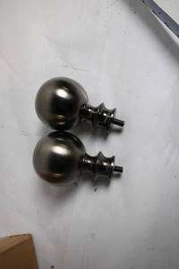 lot 89 image: Set of 2 Metal Curtain Rod Finials in Satin Finish