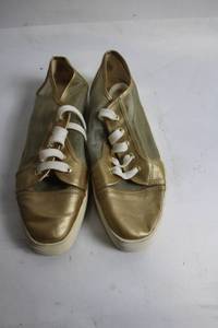 lot 97 image: Pair of Gold and Silver Mesh Sneakers with White Laces