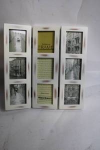 lot 110 image: Distressed White Tabletop Tri-Fold Photo Frame