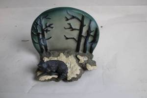 lot 111 image: Decorative Bear Figurine with Forest Backdrop