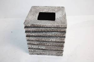 lot 124 image: Square Crackled Ceramic Vase with Textured Design