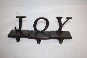 lot 139 image: Set of 3 Metal JOY Letter Stocking Holders