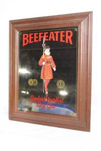 Vintage Beefeater London Distilled Dry Gin Framed Bar Mirror