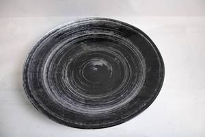 lot 149 image: Large Black Ceramic Platter with Swirl Design 14.5 Inches