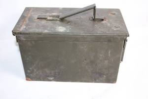 lot 162 image: Vintage Military Metal Ammunition Storage Box