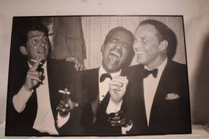 lot A-171 image: Framed Black and White Photograph of Dean Martin, Sammy Davis Jr., and Frank Sinatra