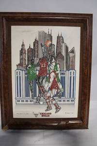 lot A-176 image: Limited Edition Chicago Bulls Artwork by E. Andzieye in Frame