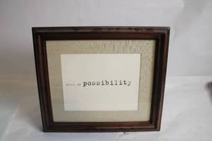 lot 184 image: Pottery Barn Framed Art with Dwell in Possibility Quote