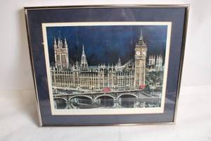 lot 185 image: Framed Art Print of London Houses of Parliament by Maurice Legendre