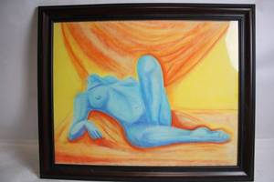 lot A-199 image: Framed Nude Abstract Art Painting