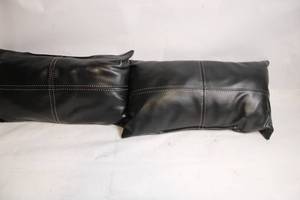 lot 210 image: Set of 2 Black Faux Leather Pillows with Contrast Stitching