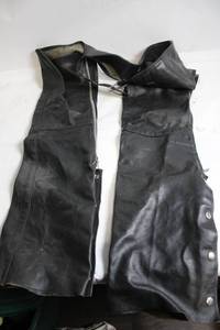 lot 230 image: Vintage Leather Motorcycle Chaps by Sears
