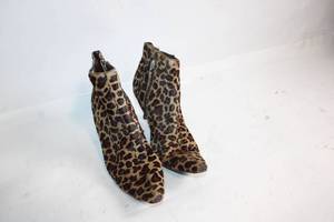 lot 241 image: Pair of Circa Joan & David Leopard Print Ankle Boots Size 8.5