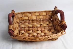 lot 286 image: Handwoven Wicker Basket with Wooden Handles