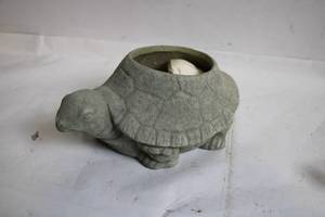 lot 21 image: Decorative Turtle-Shaped Stone Planter