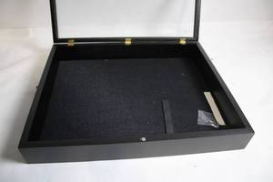 lot 31 image: Black Wooden Display Case with Glass Top