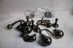 lot 50 image: Set of Metal Tieback Curtain Holdbacks with Mounting Hardware