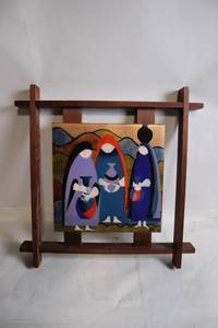 lot 64 image: Wood Framed Artwork with Abstract Design