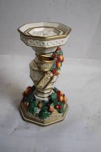 lot 70 image: Elegant Porcelain Candlestick Holder with Festive Design