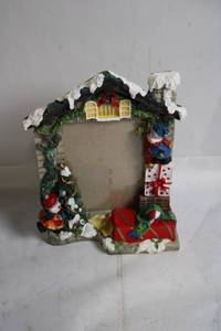 lot 71 image: Festive Christmas Photo Frame with Snowman and Presents Design