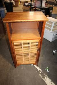 lot 94 image: Wooden Storage Cabinet with Slatted Door