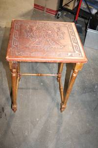 lot A-95 image: Antique Wooden Table with Intricate Carving Design