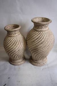 lot 102 image: Set of 2 Rustic Textured Ceramic Vases
