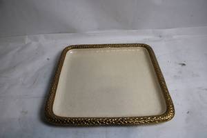 lot 117 image: Julia Knight Collection Beige Serving Tray with Gold Trim