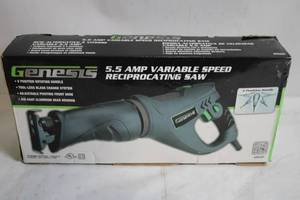 lot 118 image: Genesis 5.5 Amp Variable Speed Reciprocating Saw with 5 Position Rotating Handle