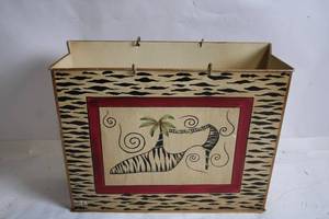 lot 123 image: Decorative Hand-Painted Tote Bag with Zebra and Palm Tree Design