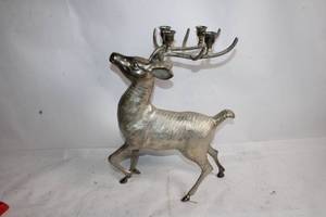 lot 124 image: Vintage Metal Reindeer Candelabra with 4 Holders