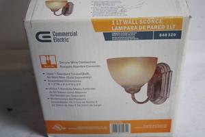 lot 130 image: Commercial Electric 1-Light Wall Sconce with Umber Swirl Finish