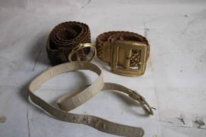 lot 179 image: Set of 3 Womens Braided Leather Belts with Buckles