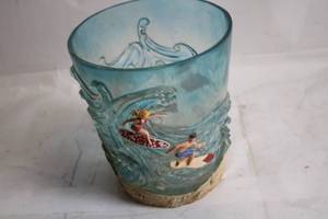 lot 190 image: Decorative Glass Vase with Surfing Design