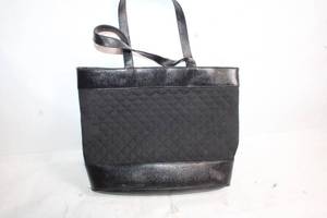 lot 218 image: Black Quilted Tote Bag with Faux Leather Trim