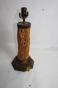 lot 247 image: Vintage Antler Wood Lamp Base