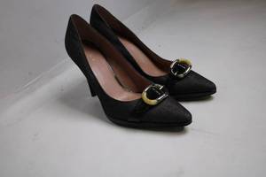 lot 251 image: Calvin Klein Womens Heels with Gold Buckles - Size 8