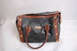 lot 288 image: Philippe Charriol Paris Black Leather Tote Bag with Brown Accents