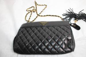 lot 296 image: Bascora Quilted Black Leather Handbag with Chain Strap