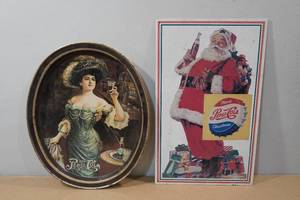 lot 22 image: Pepsi-Cola Metal Sign and Tray