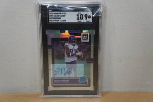 lot 28 image: 2022 Optic Jalen Nailor #297 Auto Holo Prizm Rookie Football Card - SGC 9