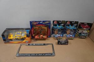 lot 38 image: Assorted NASCAR Collectibles - Die Cast Cars, License Plate Frame