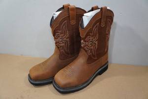 lot 137 image: Ningo Mens Steel Toe Waterproof Square Toe Work Boots - Size 9.5