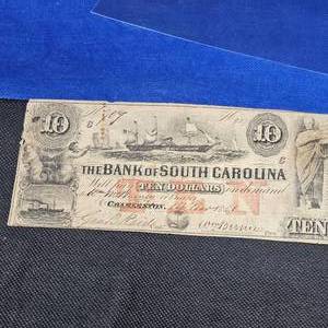 lot 4 image: 1869 South Carolina Ten Dollar Note
