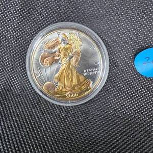 lot 26 image: 2000 Silver Eagle 24kt Gold Guilded