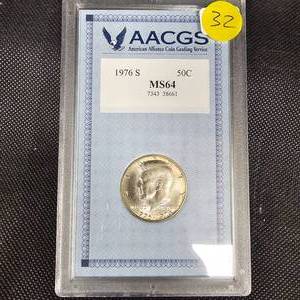 lot 32 image: 1976S Kennedy 50c MS64  AACGS