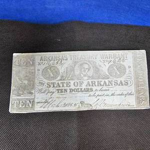 lot 37 image: $10 Arkansas Obsolete Note, Very Clean