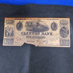 lot 38 image: $100 1839 New York Obsolete note,