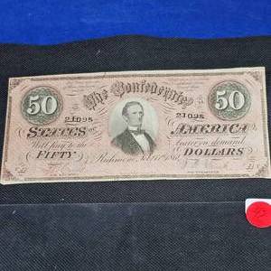 lot 43 image: 1861 Confederate $50 Note